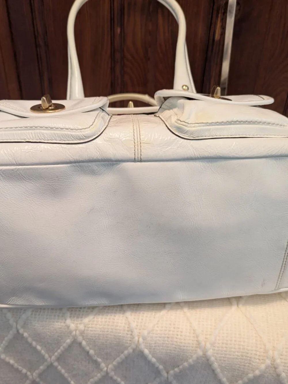Coach F13051 Y2k Limited Edition Peyton Legacy Satchel White Patent Leather